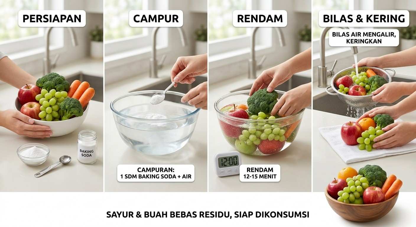 cara menghilangkan pestisida pada sayur dan buah dengan baking soda